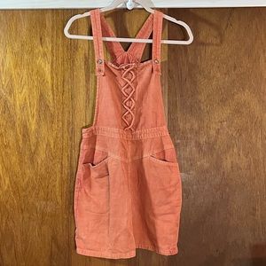SOME DAYS LOVIN Coral Overall Mini Dress Sz S